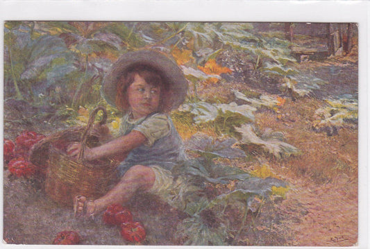 OLD POSTCARD CPA RICCARDO GALLI IN THE GARDEN (1917) 
