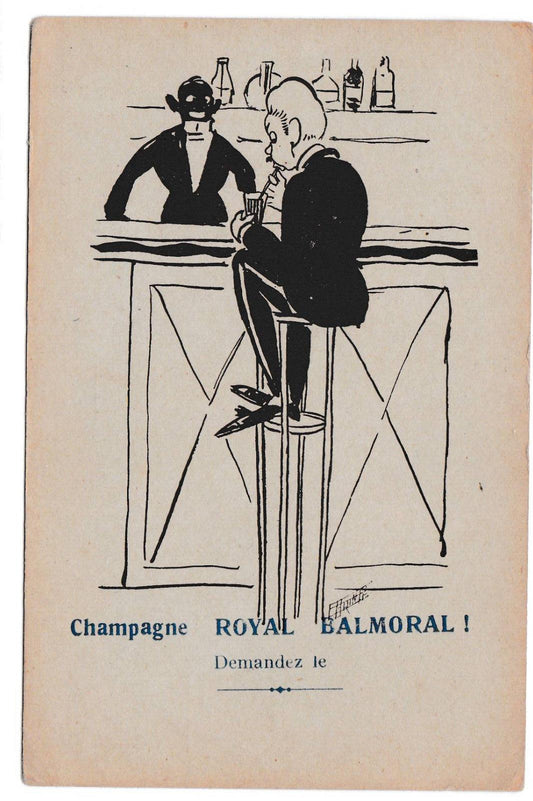 OLD POSTCARD CPA ADVERTISING CHAMPAGNE ROYAL BALMORAL ALCOHOL PUB 