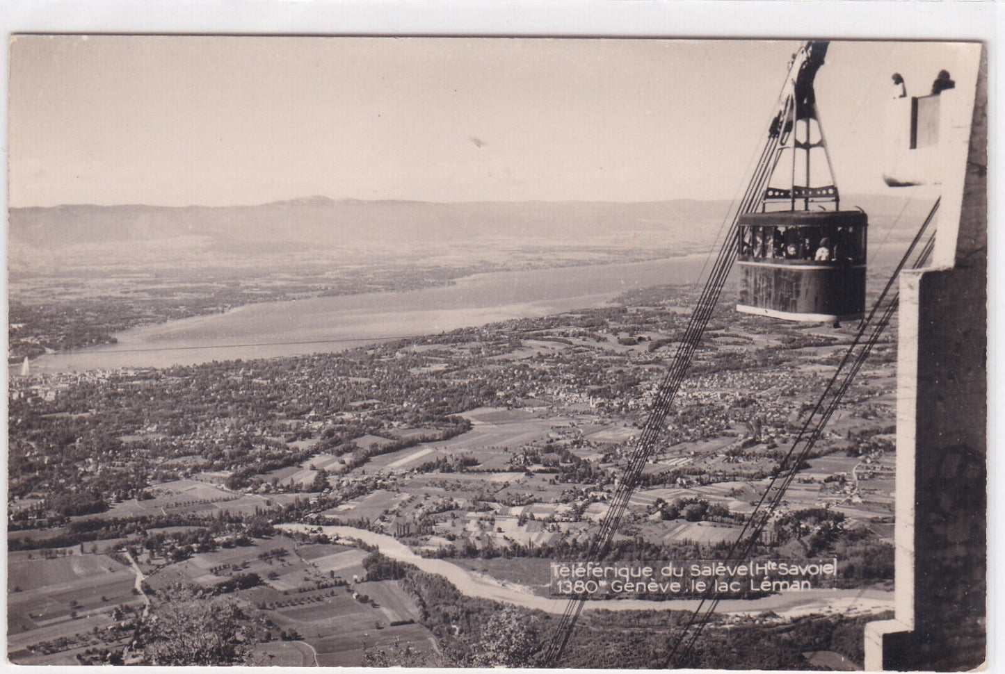 CARTE POSTALE ANCIENNE TELEFERIQUE DU SALEVE GENEVE LE LAC LEMAN