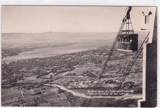 CARTE POSTALE ANCIENNE TELEFERIQUE DU SALEVE GENEVE LE LAC LEMAN