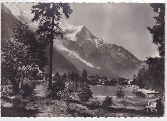 POSTCARD CPSM CHAMONIX THE LAKE AND THE MONT-BLANC MASSIF