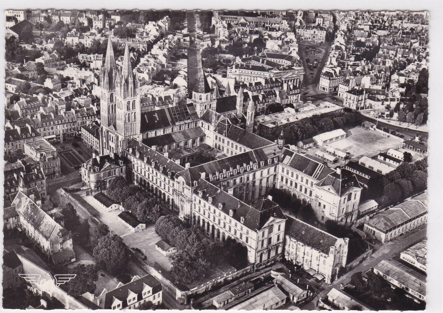 POSTCARD CPSM CAEN SAINT-ETIENNE CHURCH AND MEN'S ABBEY AERIAL VIEW 