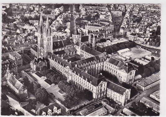 POSTCARD CPSM CAEN SAINT-ETIENNE CHURCH AND MEN'S ABBEY AERIAL VIEW 