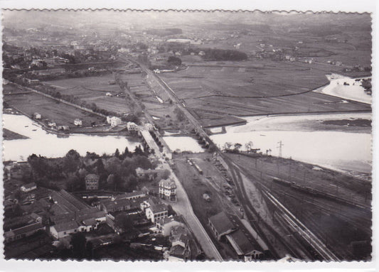 POSTCARD CPSM HENDAYE THE INTERNATIONAL BRIDGES IN THE BACKGROUND IRUN SPAIN 