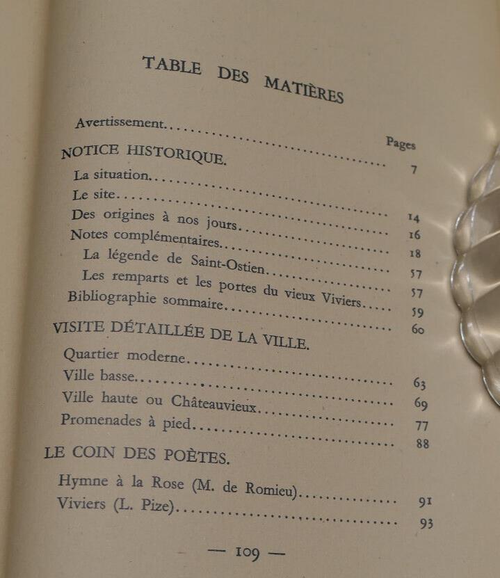 VIVIERS-SUR-RHONE NOTICE HISTORIQUE ET GUIDE / PLAN PHOTOS TOURISME / 1951