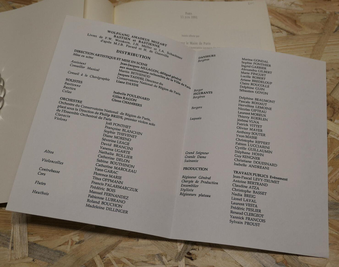 BASTIEN ET BASTIENNE / WOLFGANG AMADEUS MOZART / HOTEL DE VILLE PARIS 1991