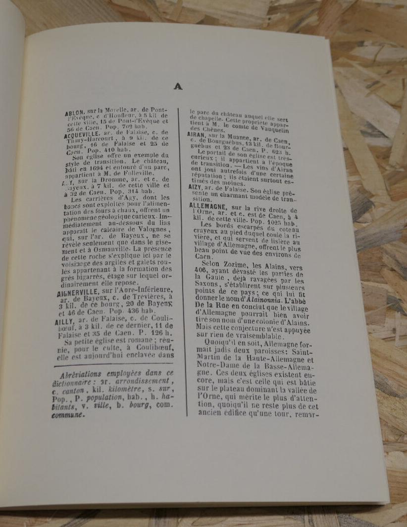 DICTIONNAIRE ALPHABETIQUE TOPOGRAPHIQUE ARCHEOLOGIQUE ET HISTORIQUE DU CALVADOS