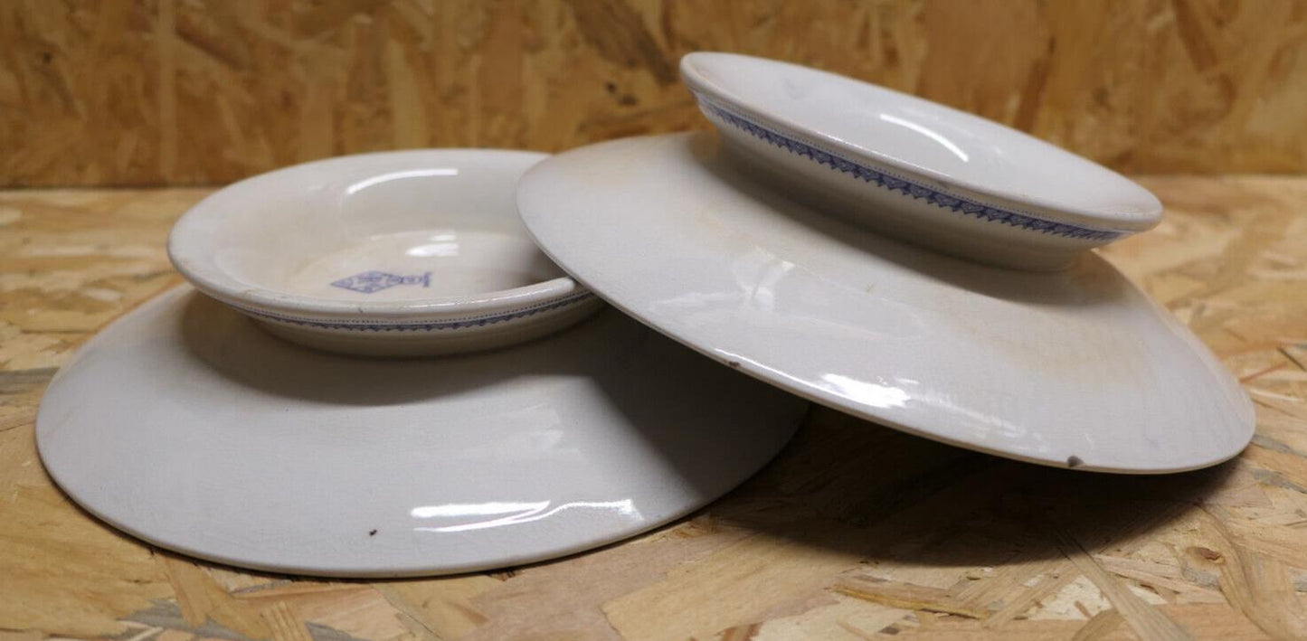 Ancienne Assiette Anglaise Sur Pied Piédouche Antique 19th Copeland - Lot de 2