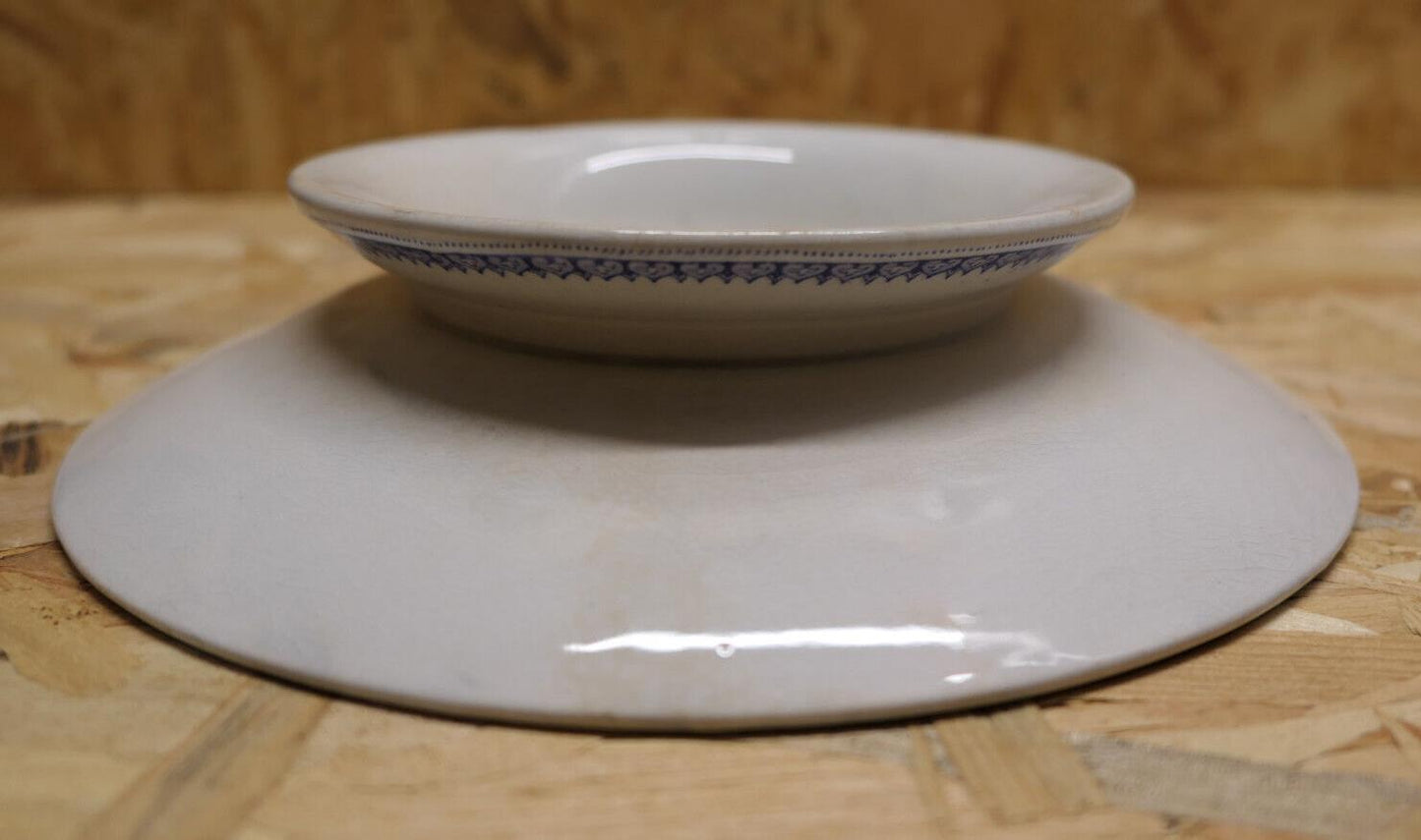 Ancienne Assiette Anglaise Sur Pied Piédouche Antique 19th Copeland - Lot de 2