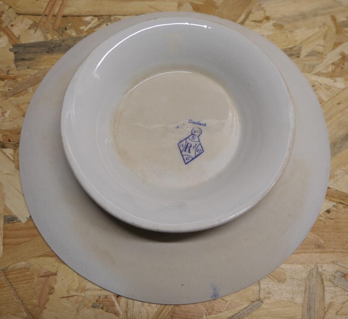 Ancienne Assiette Anglaise Sur Pied Piédouche Antique 19th Copeland - Lot de 2
