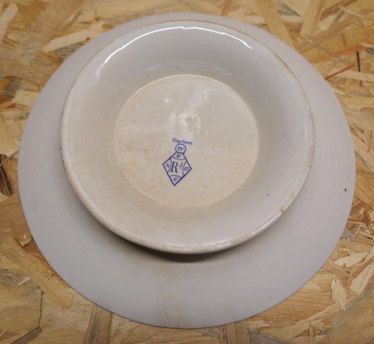 Ancienne Assiette Anglaise Sur Pied Piédouche Antique 19th Copeland - Lot de 2
