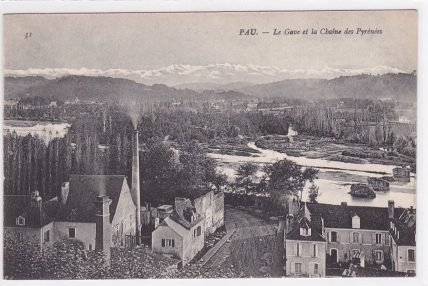 Carte Postale Ancienne CPA Pau - Le Gave Et La Chaîne Des Pyrénées