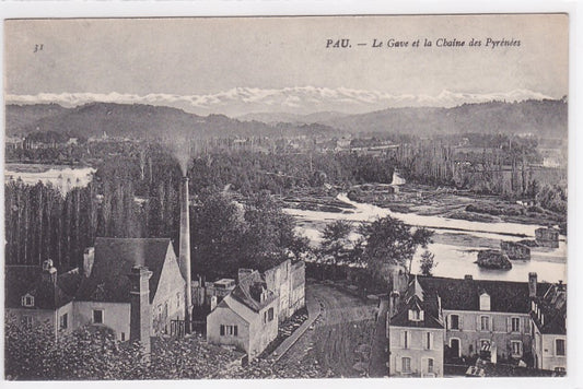 Carte Postale Ancienne CPA Pau - Le Gave Et La Chaîne Des Pyrénées