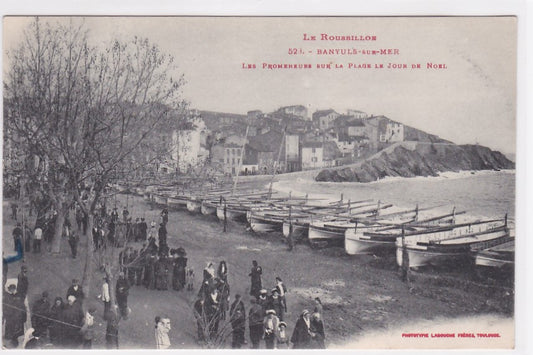 Carte Postale Ancienne CPA 66 - Banyuls-Sur-Mer - Les Promeneurs Sur La Plage Le Jour De Noël