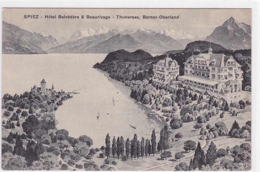 Old Postcard CPA Switzerland - Spiez - Hotel Belvédère &amp; Beaurivage - Thunersee, Berner-Oberland