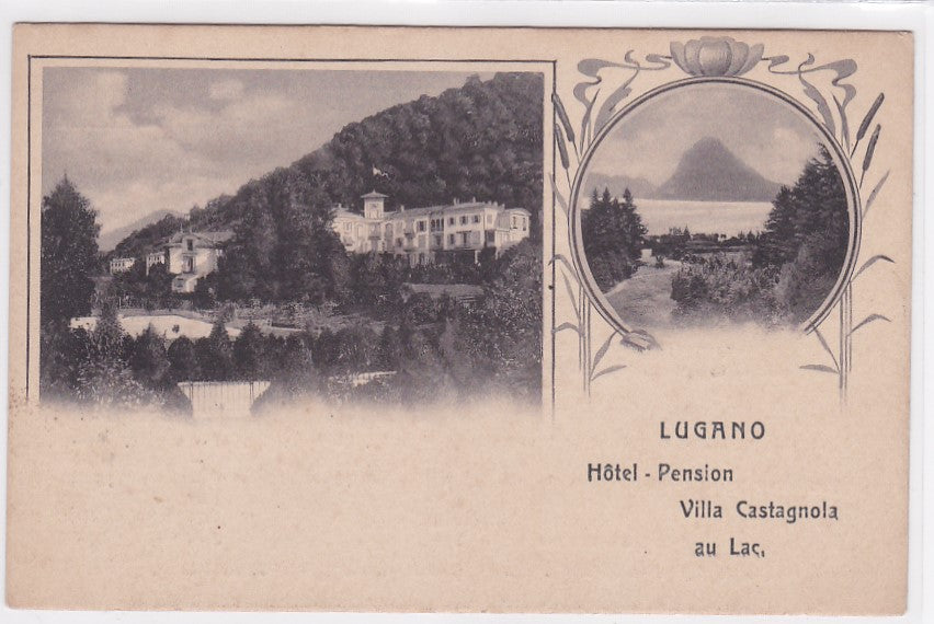 Old Postcard CPA Switzerland - Lugano - Hotel - Pension - Villa Castagnola