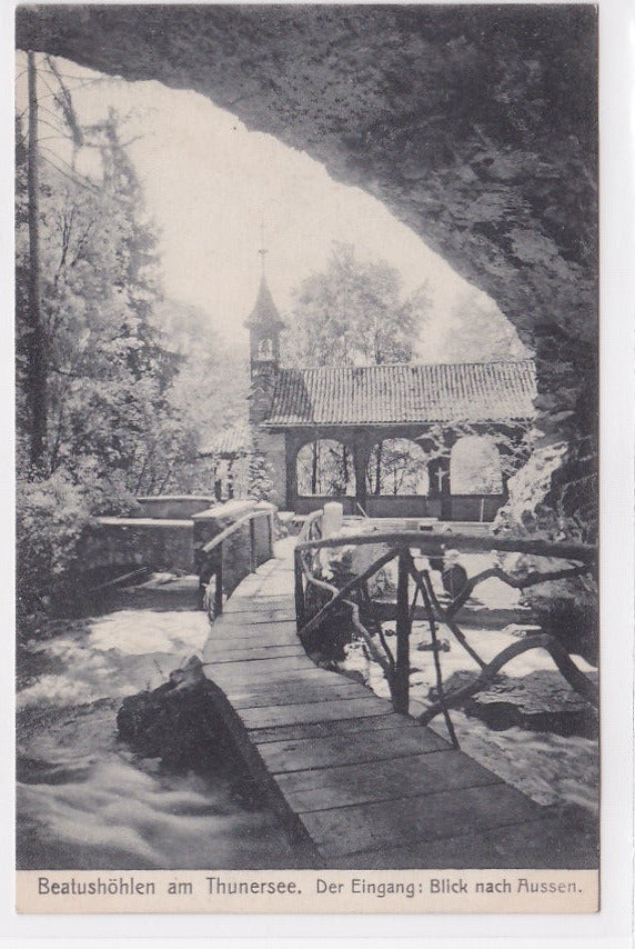 Old Postcard Postcard Switzerland - Beatushöhlen Am Thunersee - Der Eingang - Blick Nach Aussen