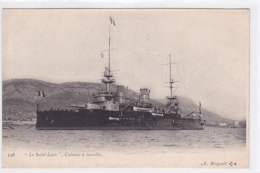 Old Postcard CPA Navy War - The Saint-Louis - Turreted Battleship