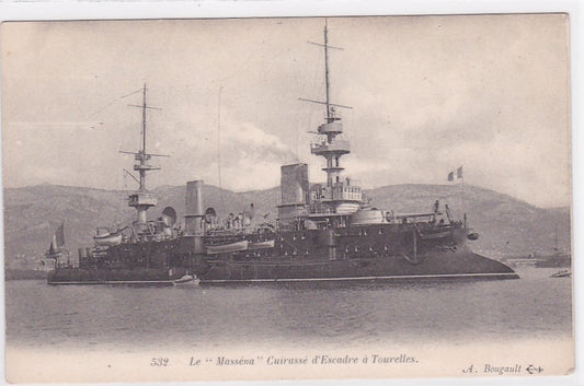 Old Postcard CPA Navy War - The Masséna Turreted Battleship