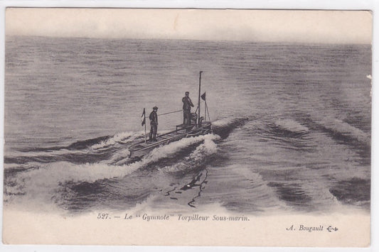 Old Postcard CPA Navy War - The Gymnote - Submarine Torpedo Boat