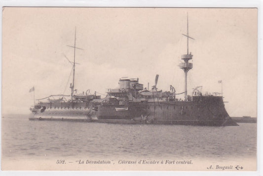 Old Postcard CPA Navy War - The Devastation, Battleship at Fort Central