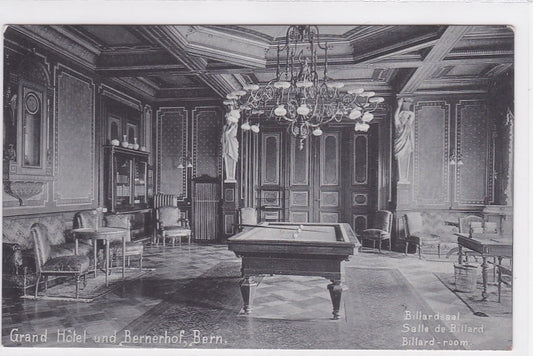 Old Postcard CPA Switzerland - Grand Hôtel Und Bernerhof, Bern - Billiards Hall