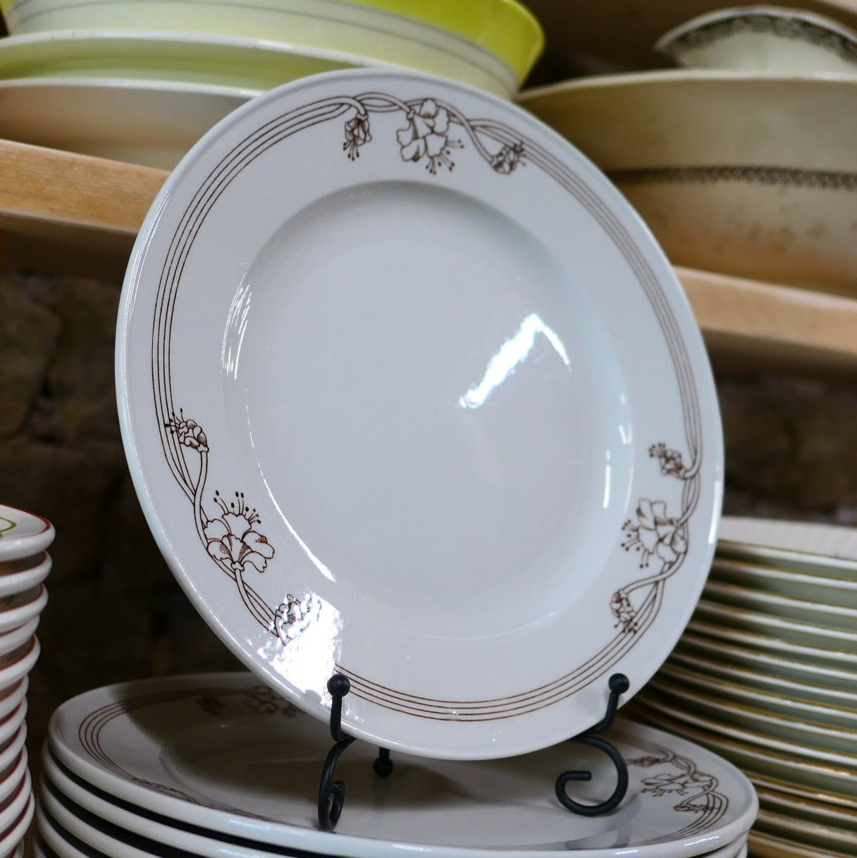 Lot De 6 Assiettes Plates En Porcelaine De Sarreguemines Pyroblan