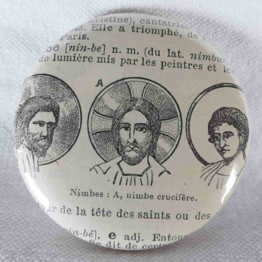 Nimbe Crucifère - Badge Encyclopédique Original - Ancienne Gravure