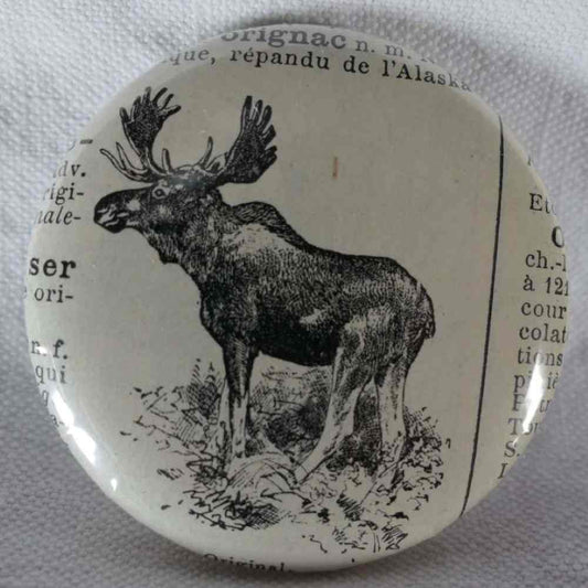 Élan D'Amérique - Badge Encyclopédique Original - Gravure Ancienne