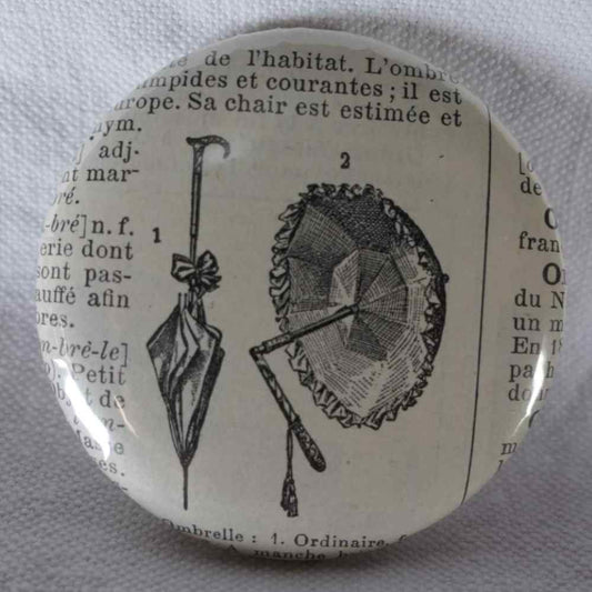 Ombrelle - Badge Encyclopédique Original - Gravure Ancienne