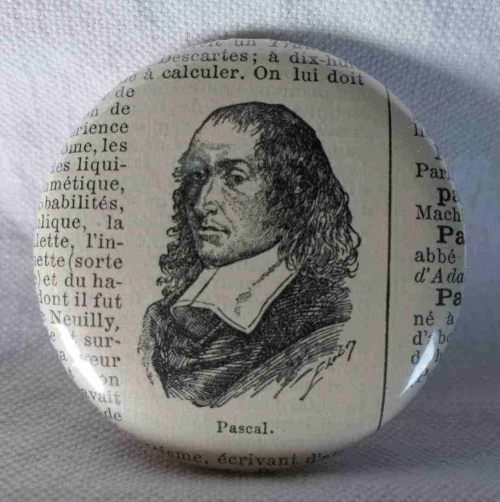 Blaise Pascal - Badge Encyclopédique Original - Gravure Ancienne
