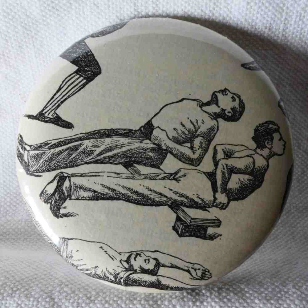 Gymnastique - Badge Encyclopédique Original - Gravure Ancienne