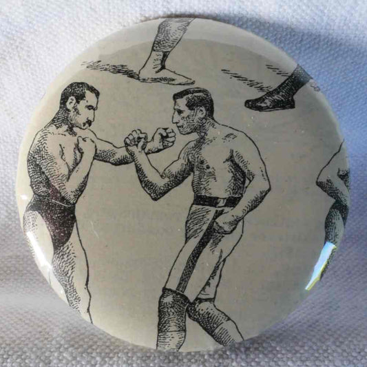 Boxe - Badge Encyclopédique Original - Ancienne Gravure