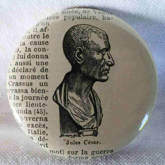 Jules César - Badge Encyclopédique Original - Ancienne Gravure