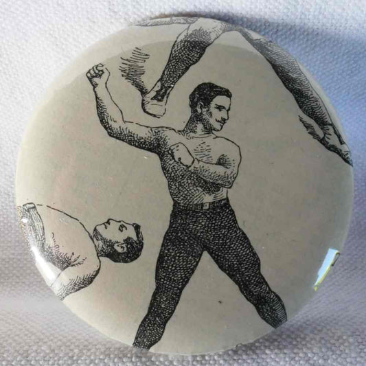 Boxe - Badge Encyclopédique Original - Ancienne Gravure