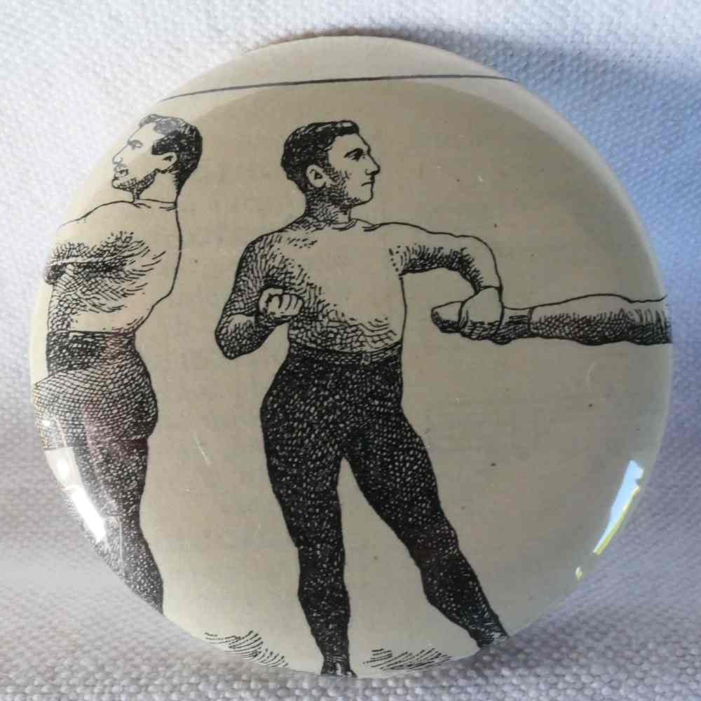 Boxe - Badge Encyclopédique Original - Ancienne Gravure