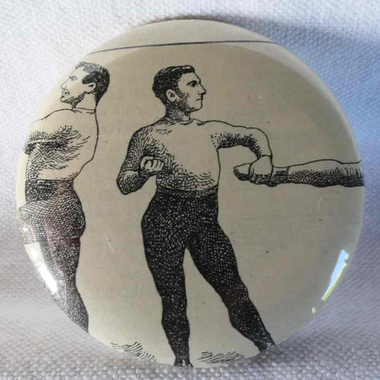 Boxe - Badge Encyclopédique Original - Ancienne Gravure