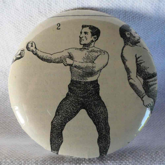 Boxe - Badge Encyclopédique Original - Ancienne Gravure