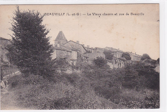 Carte Postale Ancienne CPA 47 Beauville - Le Vieux Chemin Et Vue De Beauville