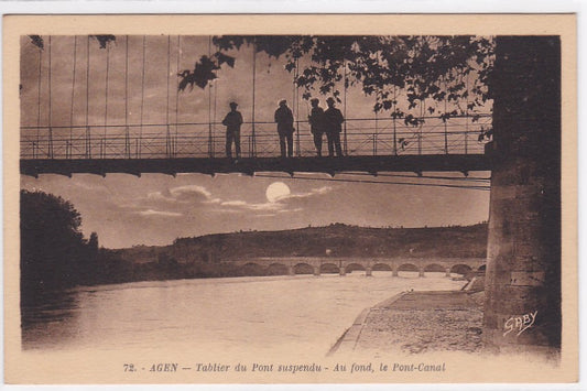 Carte Postale Ancienne CPA 47 Agen - Tablier Du Pont Suspendu - Le Pont Canal