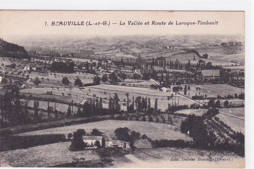 Carte Postale Ancienne CPA 47 Beauville - La Vallée Et Route De Laroque-Timbault