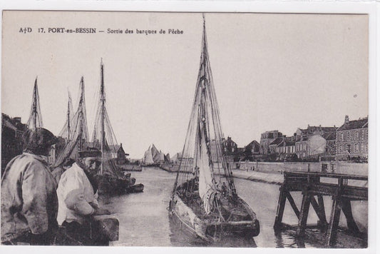 Carte Postale Ancienne CPA 14 Port-En-Bessin - Sortie Des Barques De Pêche