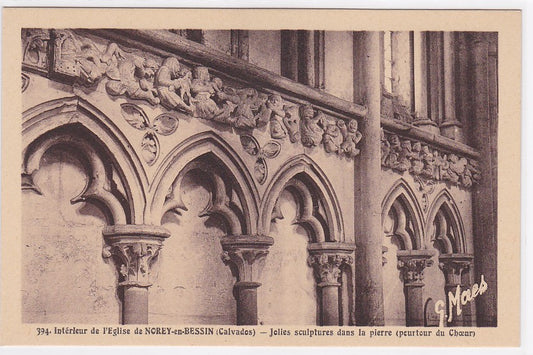 Carte Postale Ancienne CPA Intérieur De L'Église De Norey-En-Bessin Sculptures