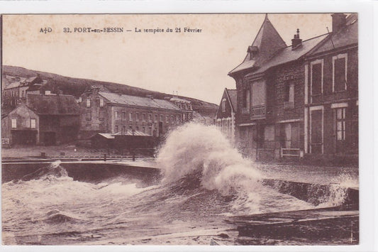 Carte Postale Ancienne CPA Calvados 14 Port-En-Bessin - La Tempête Du 21 Février