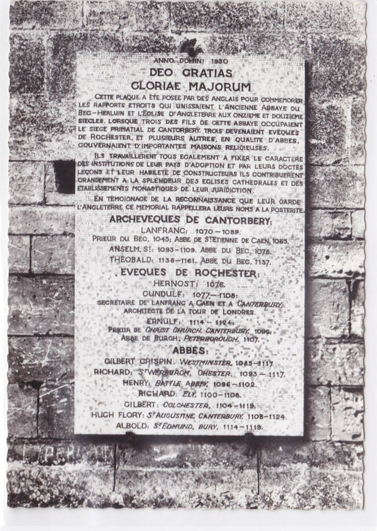 Carte Postale CPSM 27 Abbaye Notre-Dame-Du-Bec Plaque Sur La Tour Saint-Nicolas