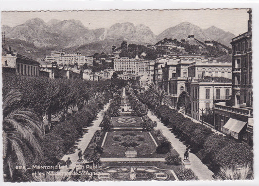 Carte Postale CPSM 06 Menton - Le Jardin Public Et Les Montagnes De Ste-Agnès