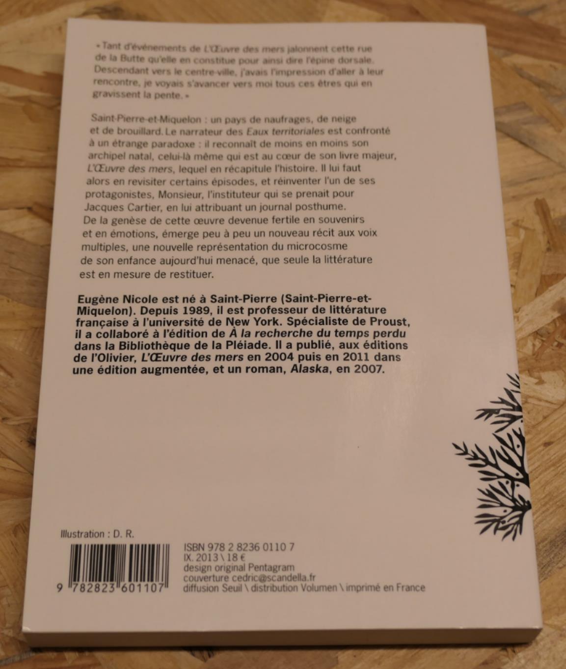 Les Eaux Territoriales - Eugène Nicole - Éditions De L'Olivier 2013